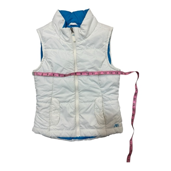 Aeropostale White Puffer Vest with Blue Interior, Size S/P - Picture 5 of 8